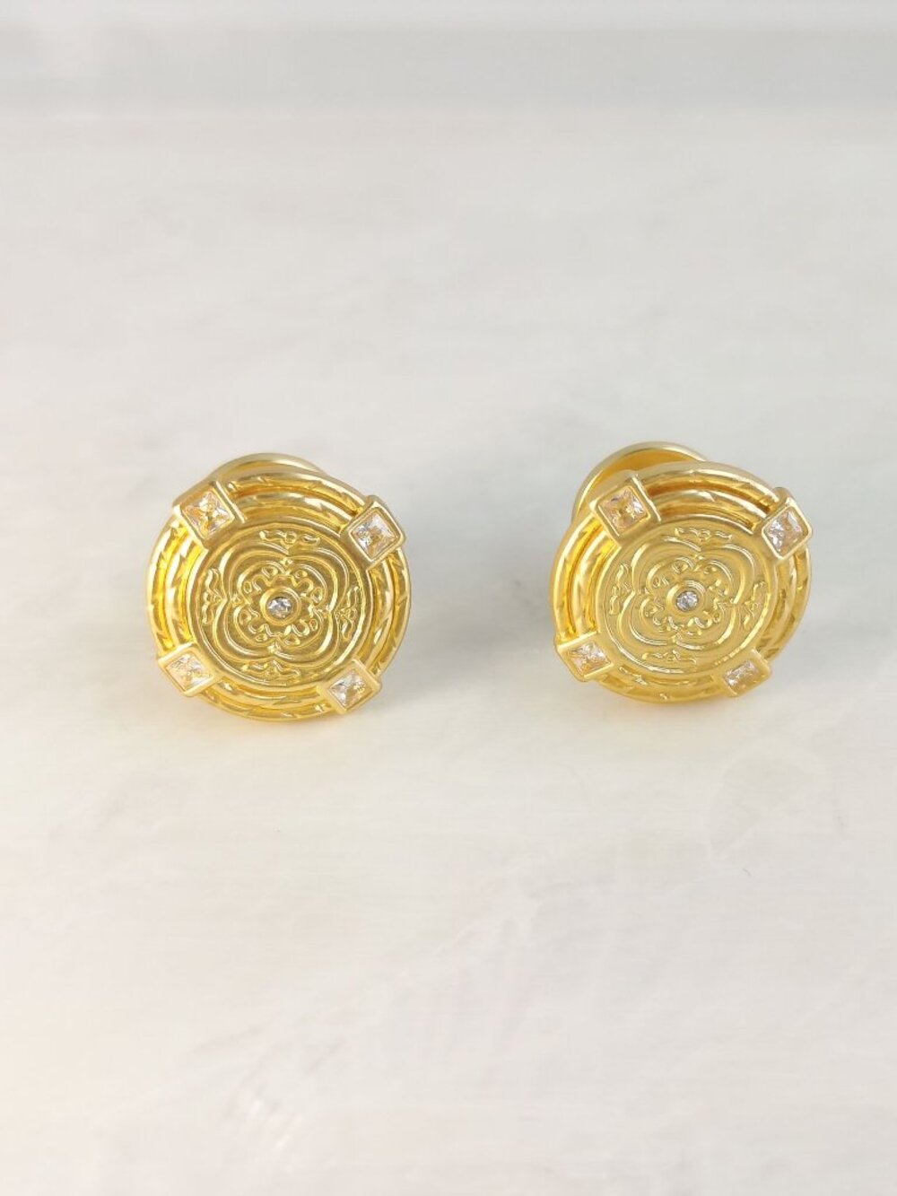 Julie Vos • Astor Gold Cubic Zirconia Disc Stud Earrings